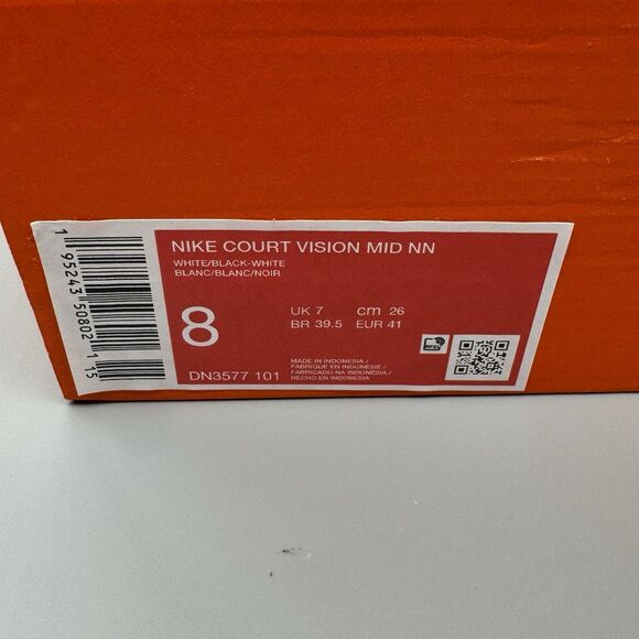 Nike Court Vision Mid NN Size 8 White Black DN3577-101 Sneakers Sportswear - Picture 11 of 11